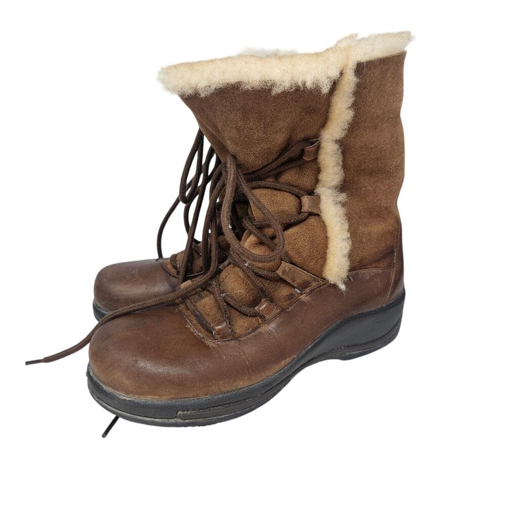 Dansko 37 Chris Brown Lace Up Leather Shearling Interior Boot Sherpa Gorpcore